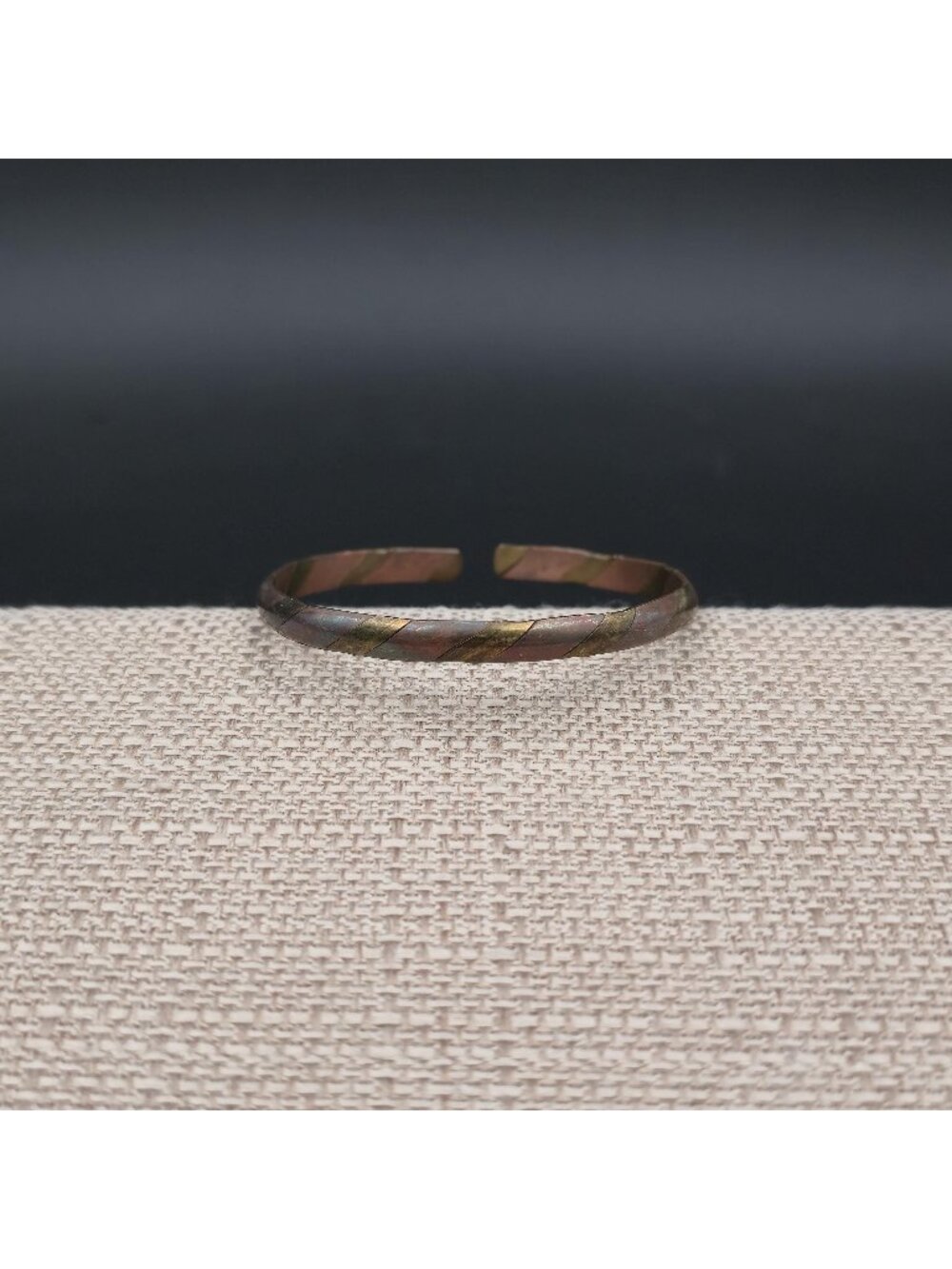 7 Inch Handmade Duo-Metal Spiral Cuff Bracelet, Twisted Copper Brass Silver Bang